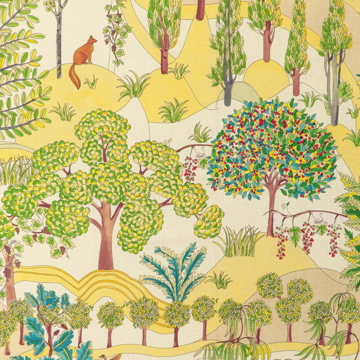 Folklore Print fabric in leaf color - pattern number 8024124.33.0 - by Brunschwig & Fils in the Carlsten collection