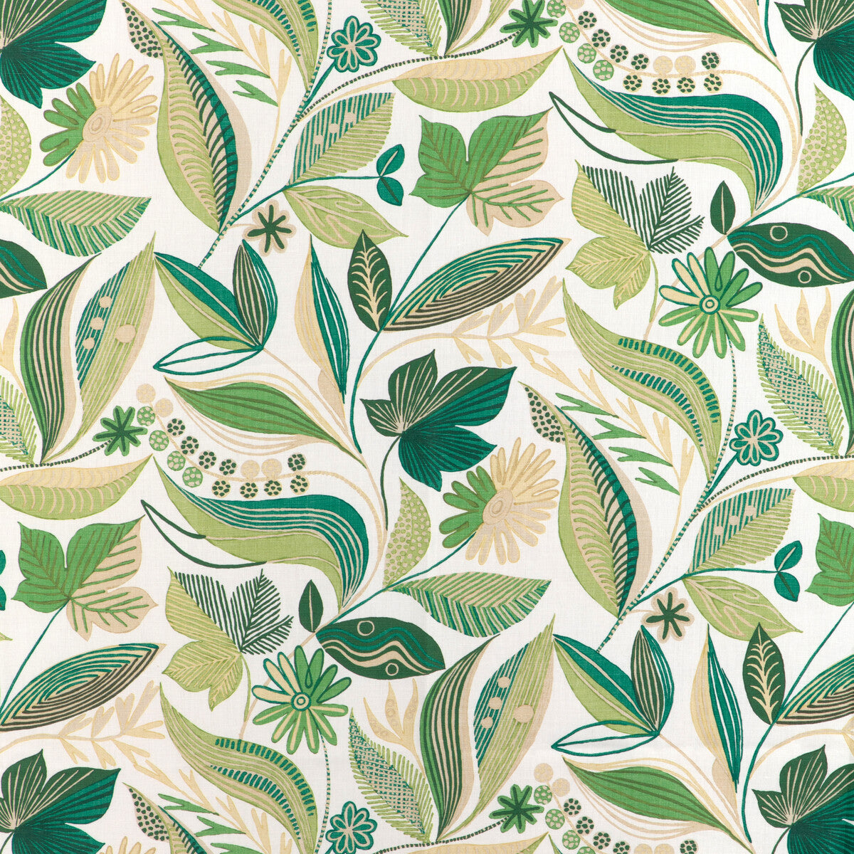 Carlsten Print fabric in leaf color - pattern number 8024126.33.0 - by Brunschwig & Fils in the Carlsten collection
