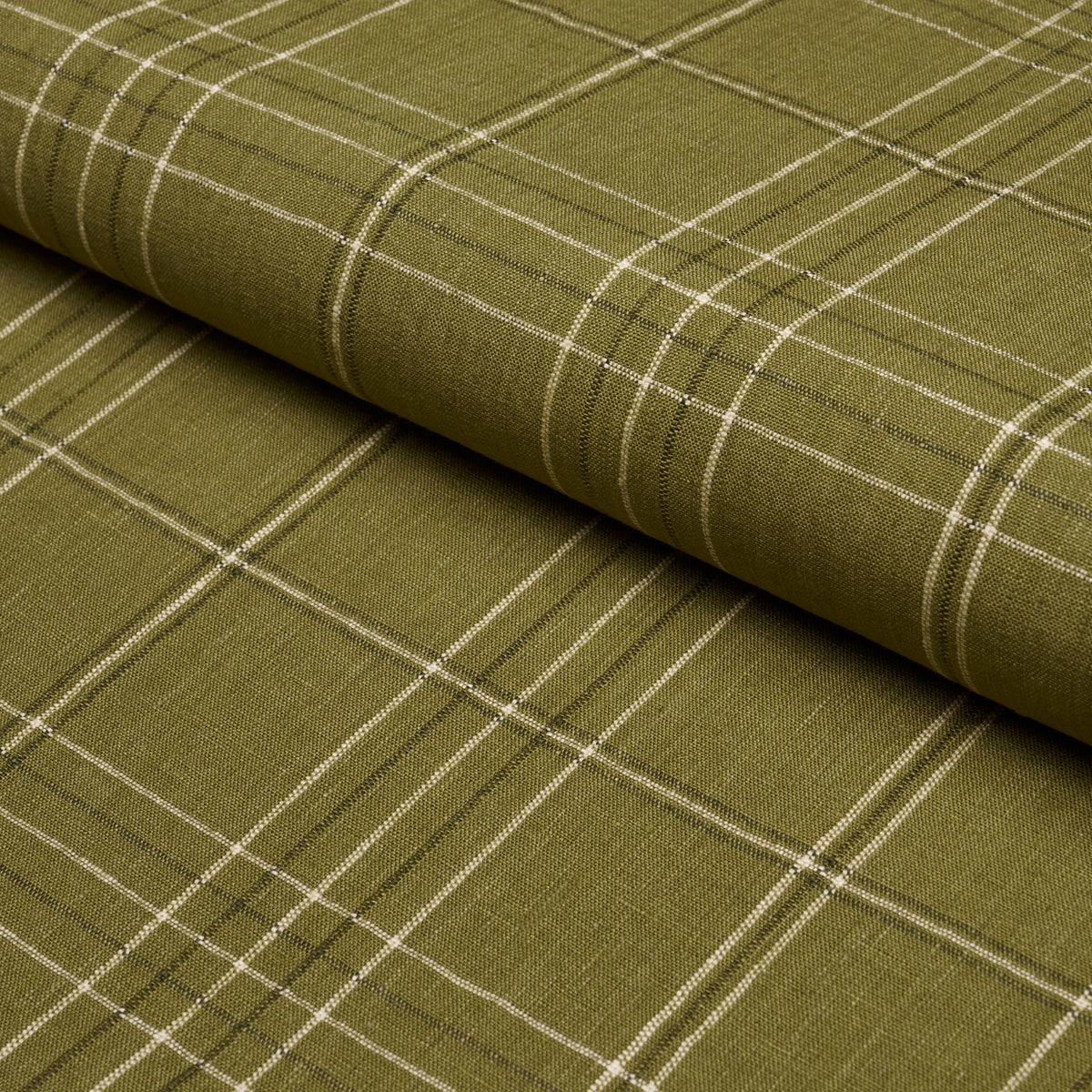 Nils Plaid Linen fabric in grass color - pattern number 80303 - by Schumacher in the A Country Life collection