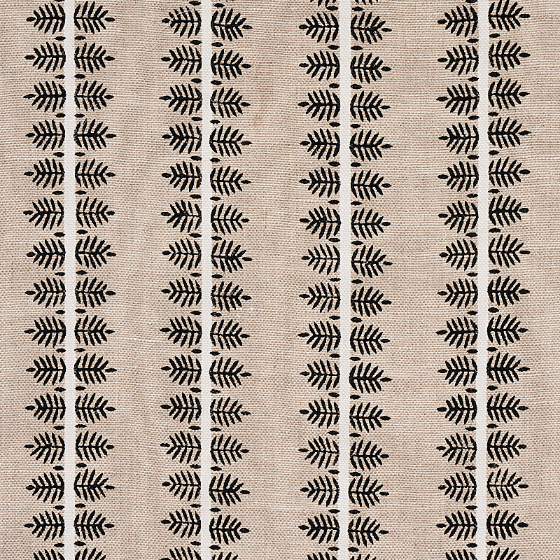 Alva Hand Block Print fabric in black color - pattern number 80523 - by Schumacher in the New Traditional collection