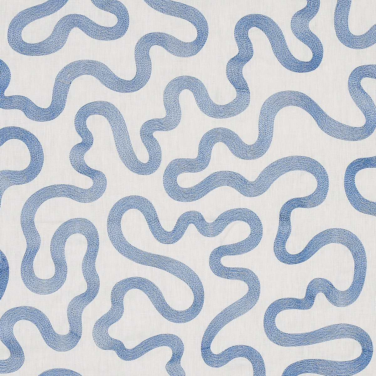 Riley Embroidery fabric in navy on ivory color - pattern number 80790 - by Schumacher in the Smith Street collection