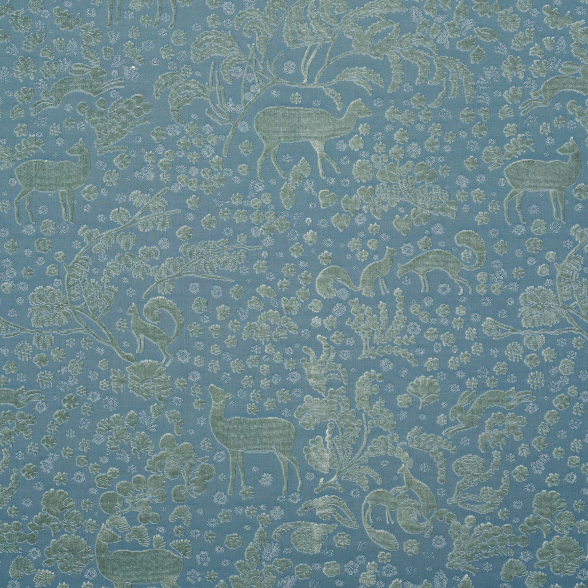Arbor Forest fabric in slate blue color - pattern number 81310 - by Schumacher in the Velvet & Velvet Trims collection
