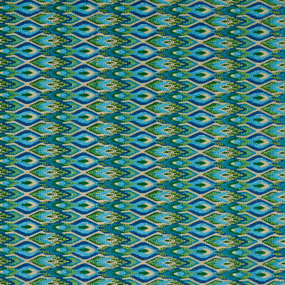 Lorikeet Embroidery fabric in peacock color - pattern number 81470 - by Schumacher in the Uncommon Threads collection