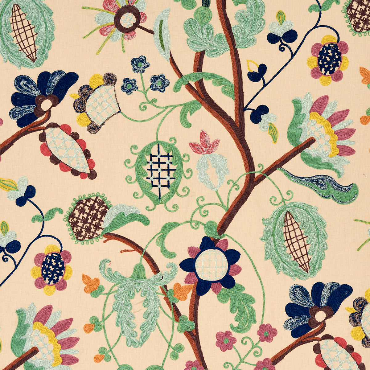 Mandevilla Embroidery fabric in document color - pattern number 81510 - by Schumacher in the Uncommon Threads collection