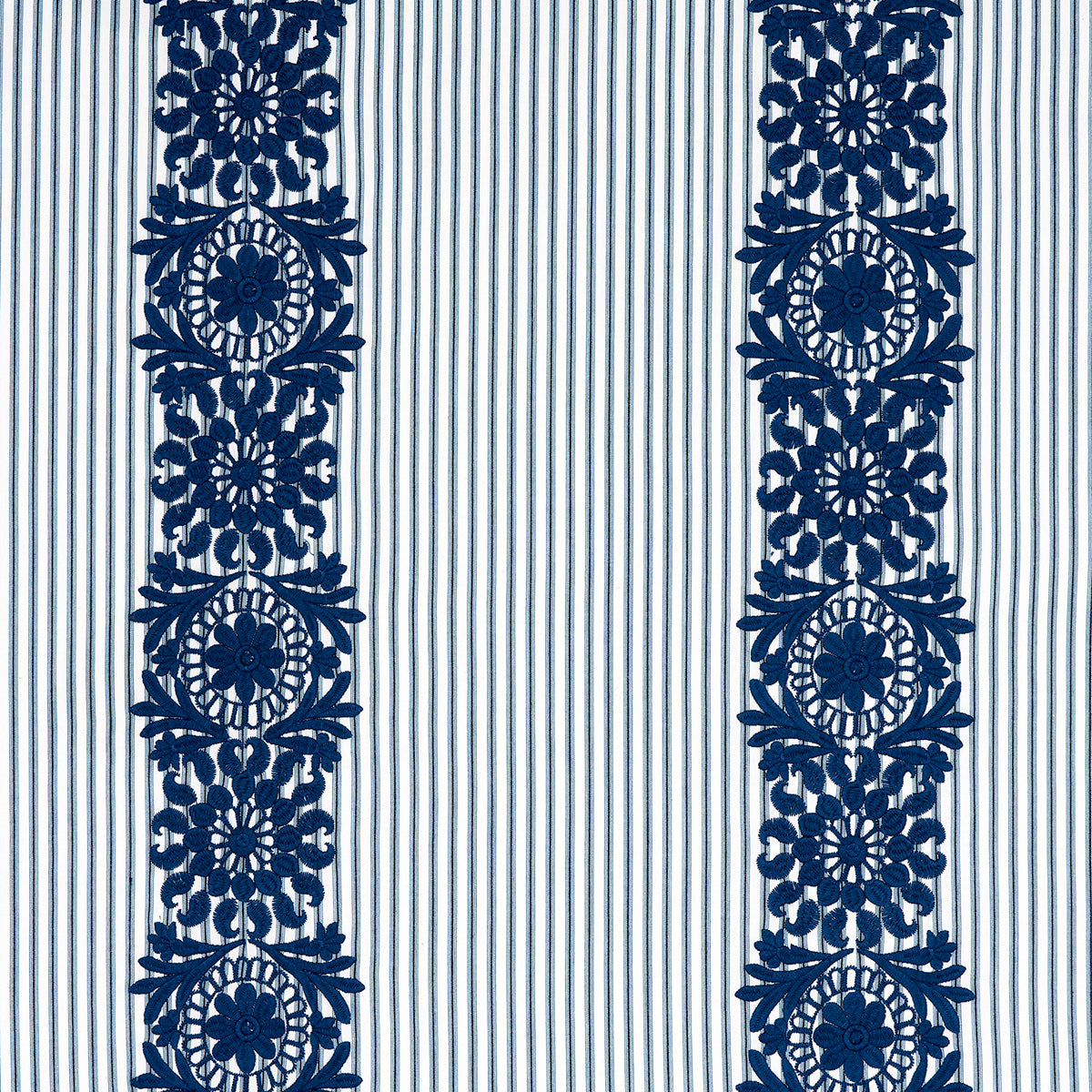 Joelle Stripe fabric in blue color - pattern number 81541 - by Schumacher in the Uncommon Threads collection