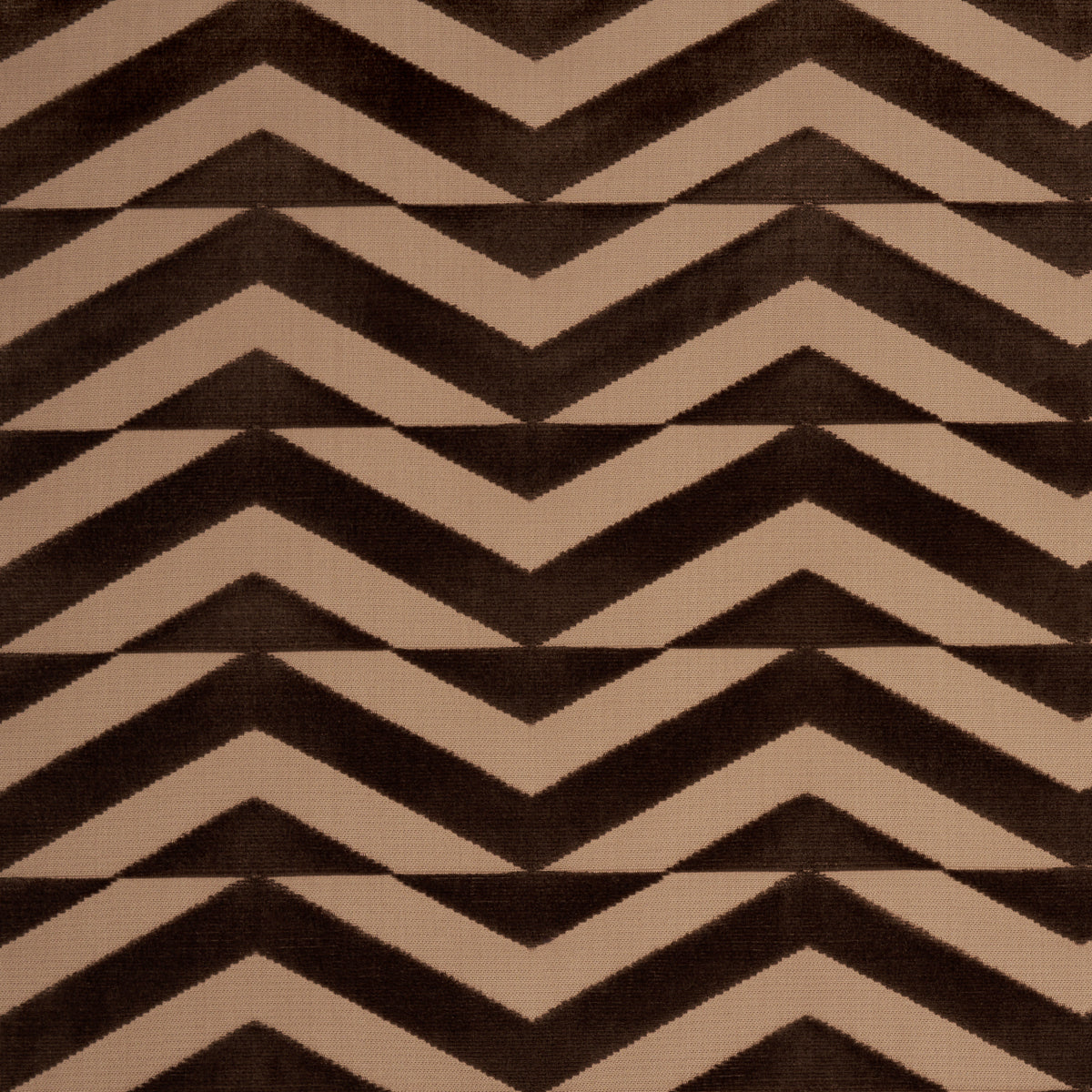 Broken Chevron Cut Velvet fabric in brown on camel color - pattern number 81811 - by Schumacher in the Miles Redd collection