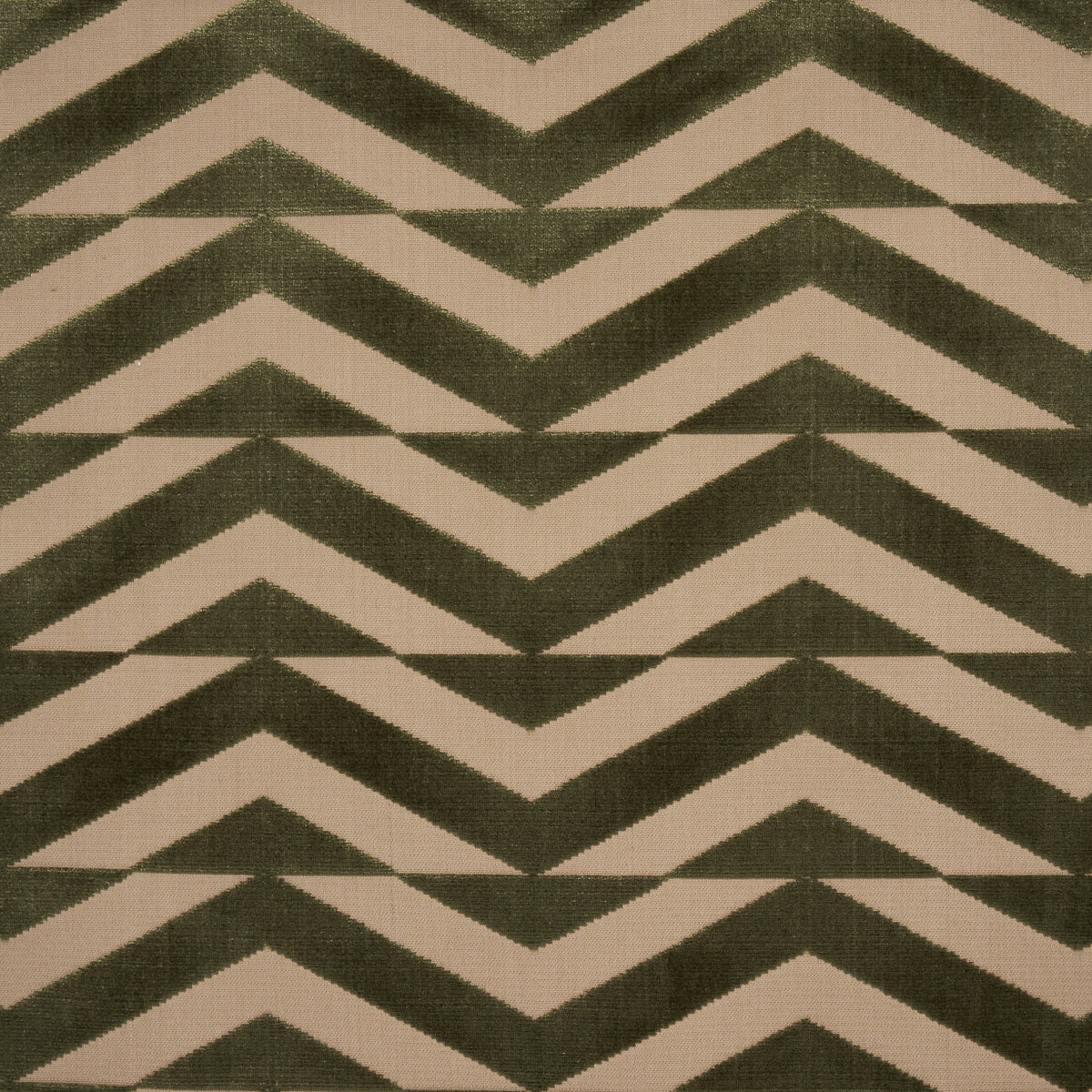 Broken Chevron Cut Velvet fabric in olive on khaki color - pattern number 81812 - by Schumacher in the Miles Redd collection