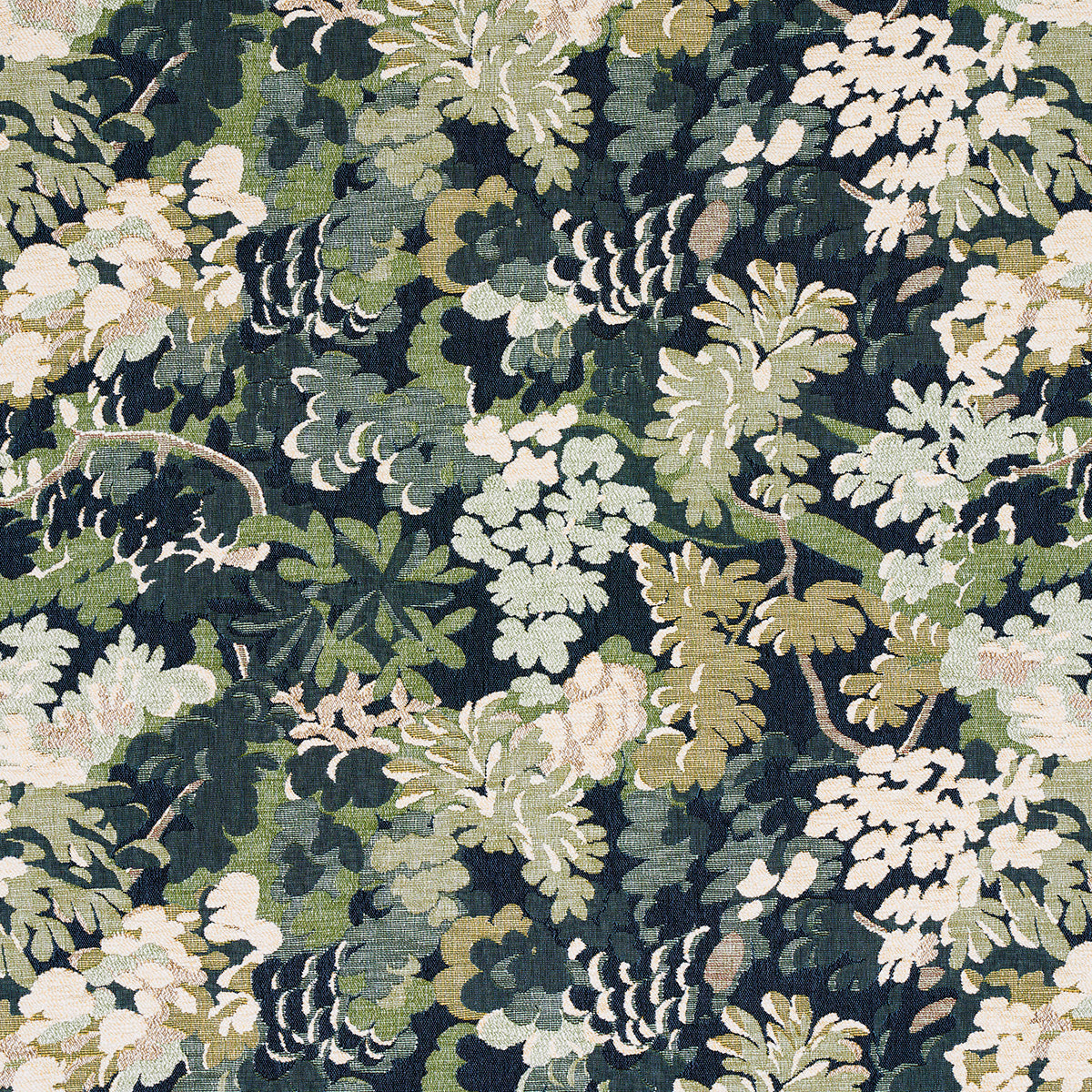 Verdure Tapestry fabric in peacock color - pattern number 81850 - by Schumacher in the Uncommon Threads collection