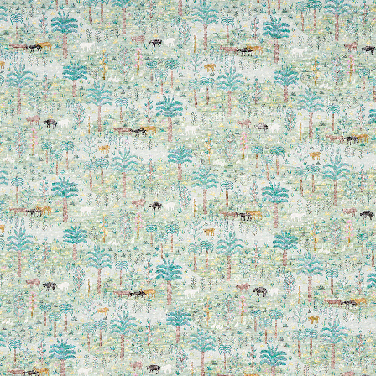 Las Colinas Scenic Tapestry fabric in green color - pattern number 81960 - by Schumacher in the Uncommon Threads collection