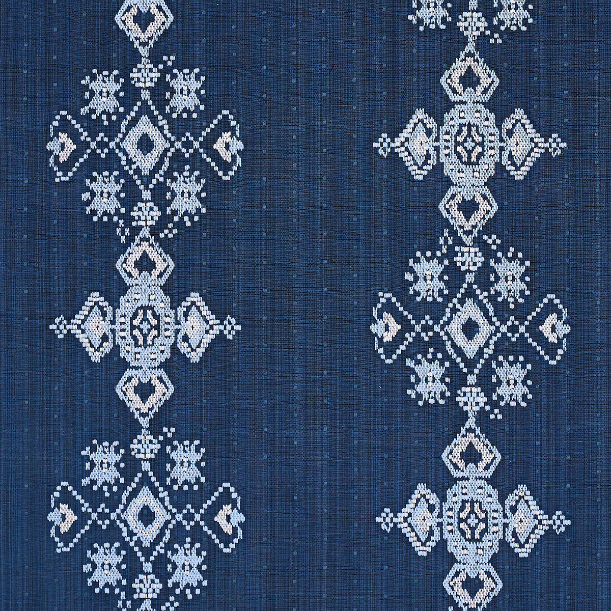 Nadira Embroidery fabric in indigo color - pattern number 82070 - by Schumacher in the Bohemia collection