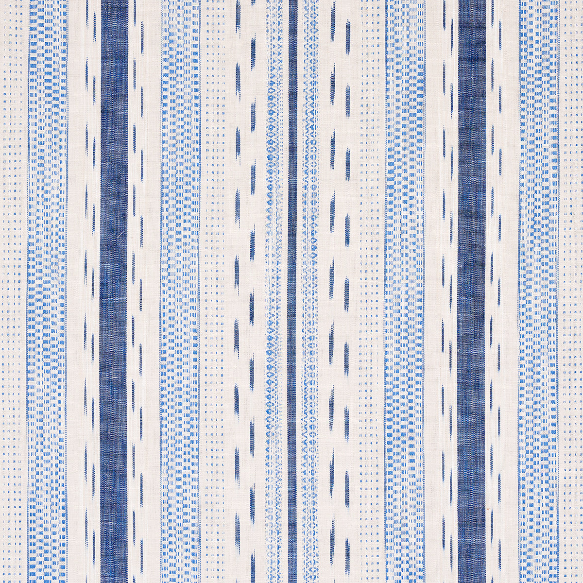 Mirza Ikat Stripe fabric in blue on natural color - pattern number 82110 - by Schumacher in the Bohemia collection