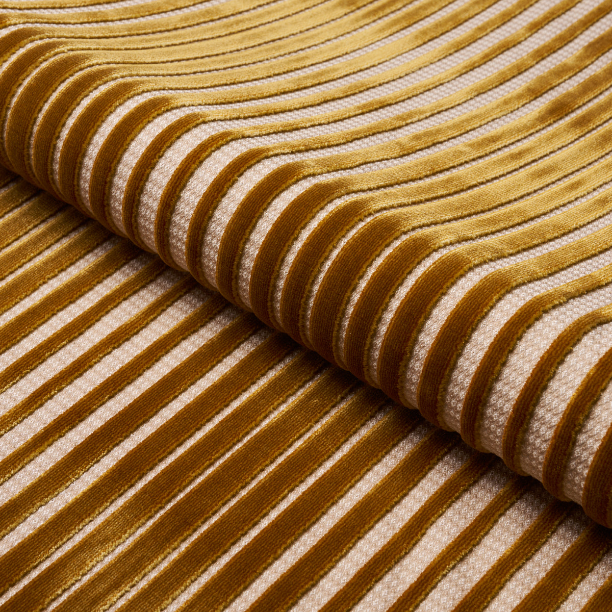 Chimay Stripe Velvet fabric in bronze color - pattern number 82151 - by Schumacher in the Cut & Patterned Velvets collection