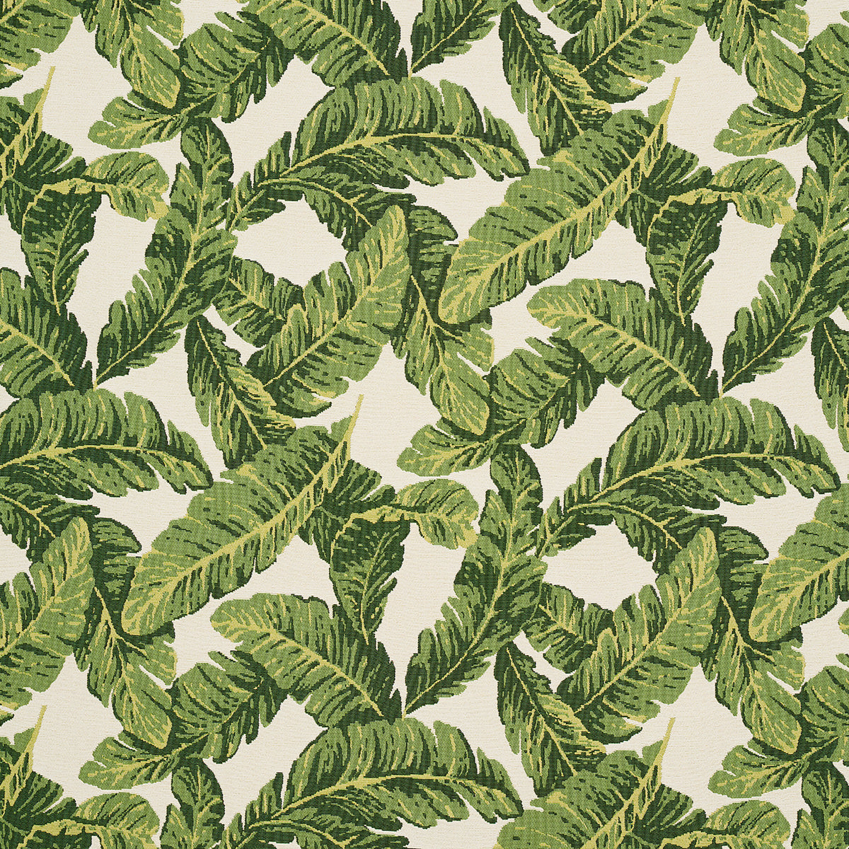 Tropical Leaf Indoor Outdoor fabric in green color - pattern number 82770 - by Schumacher in the Swing Time Indoor/Outdoor collection