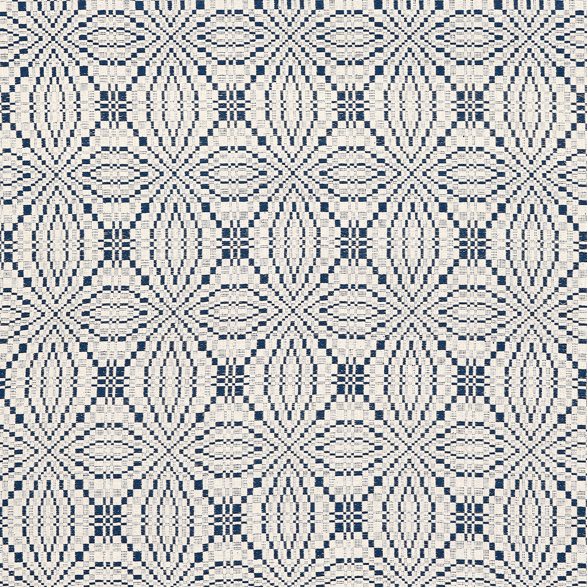 Francestown Coverlet fabric in navy color - pattern number 82911 - by Schumacher in the A Country Life collection
