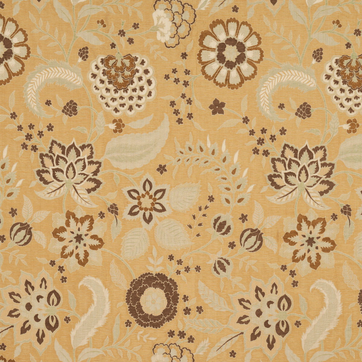 Alessia Floral fabric in gold color - pattern number 83131 - by Schumacher in the Schumacher Classics collection