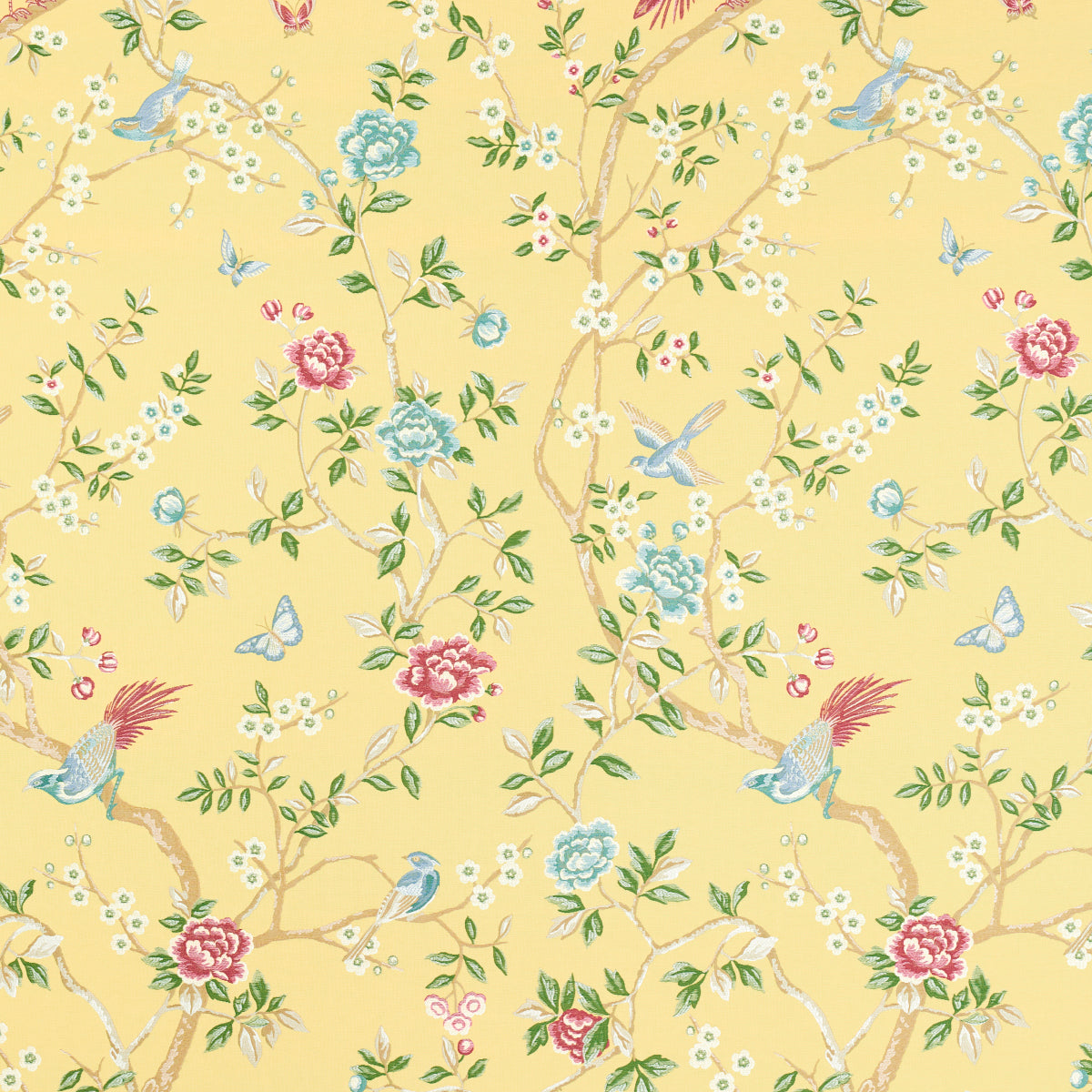 Georgia Vine fabric in soft yellow color - pattern number 83152 - by Schumacher in the Schumacher Classics collection