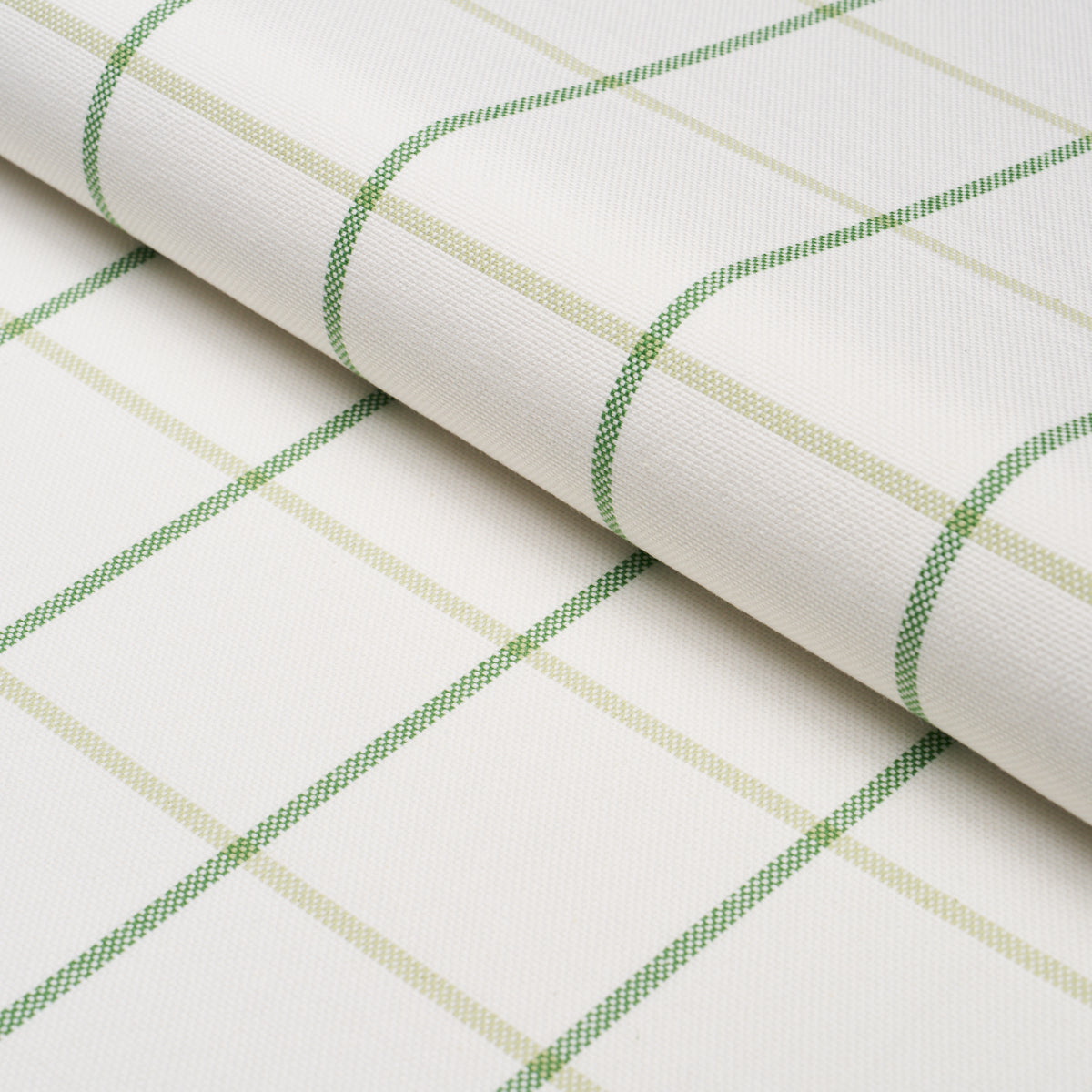 Frannie Windowpane fabric in leaf green color - pattern number 83786 - by Schumacher in the Mark D. Sikes collection