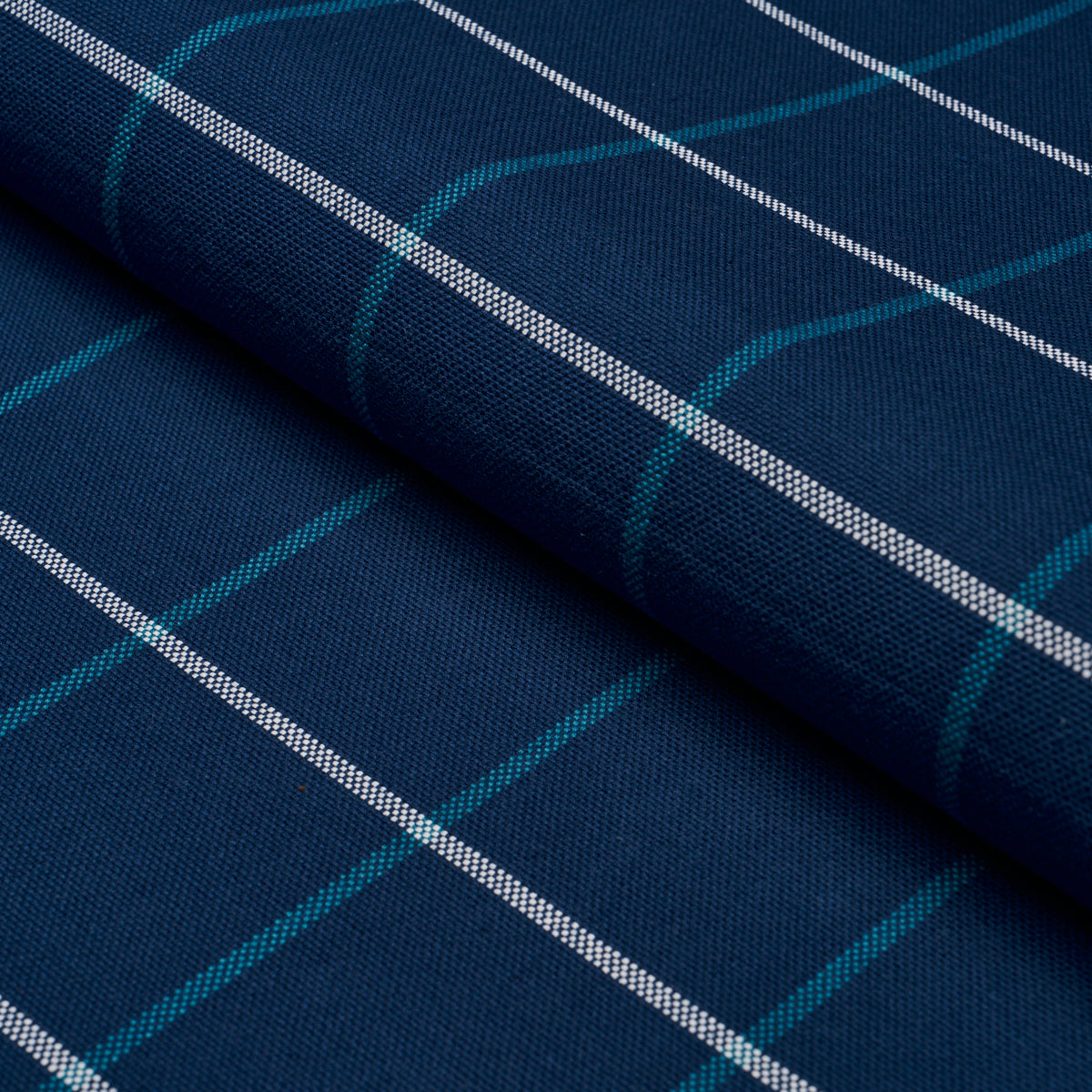 Frannie Windowpane fabric in navy color - pattern number 83787 - by Schumacher in the Mark D. Sikes collection
