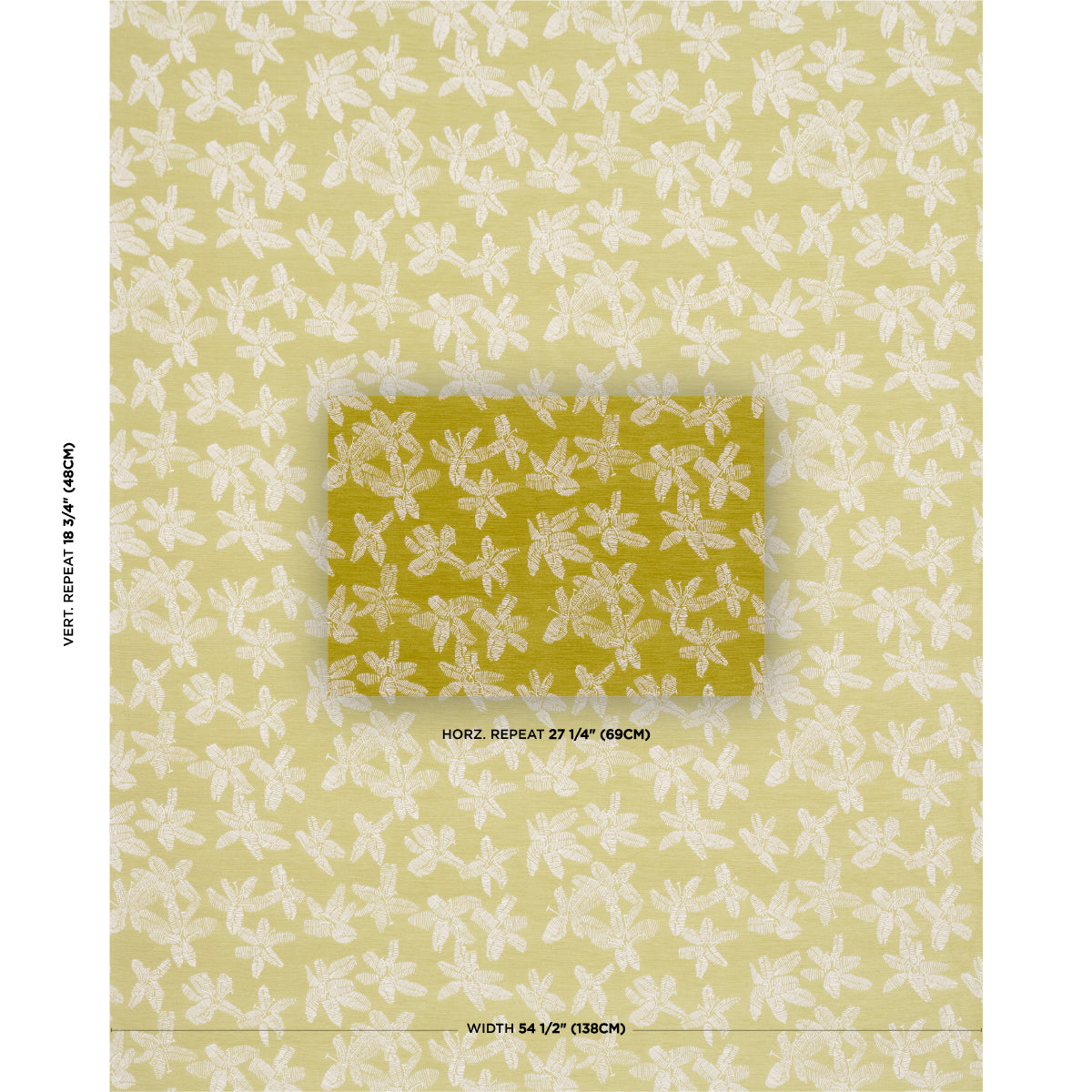 Hibiscus fabric in citron vert color - pattern number 83814 - by Schumacher in the Atelier Paris collection