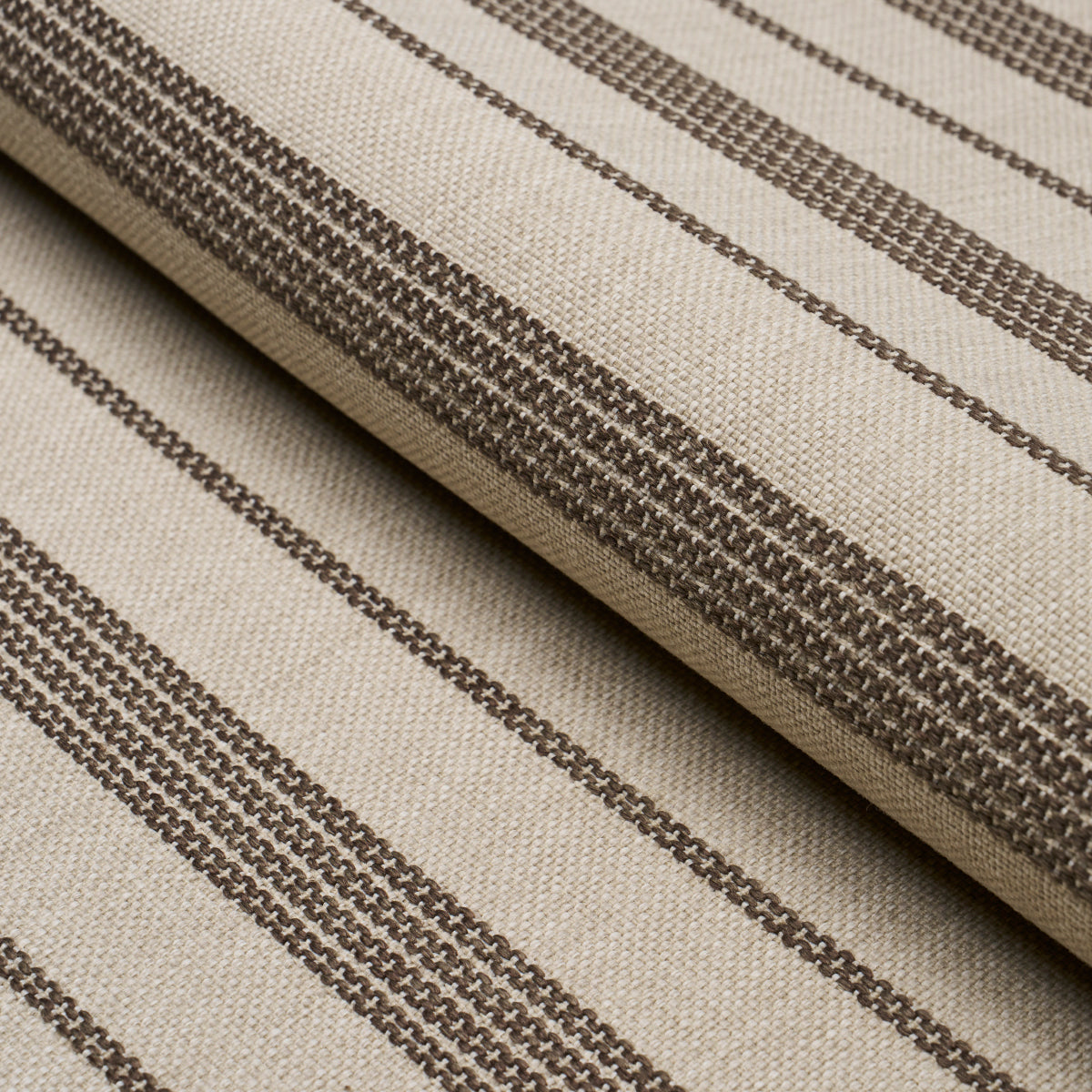 Serra Mesa Indoor Outdoor Stripe fabric in burlap color - pattern number 84273 - by Schumacher in the Live It Up! collection