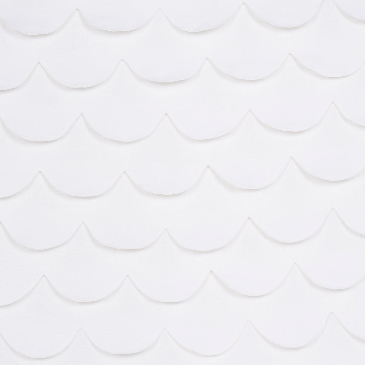 Prep School Hand Pieced Scallop fabric in white color - pattern number 84400 - by Schumacher in the Studio Bon collection