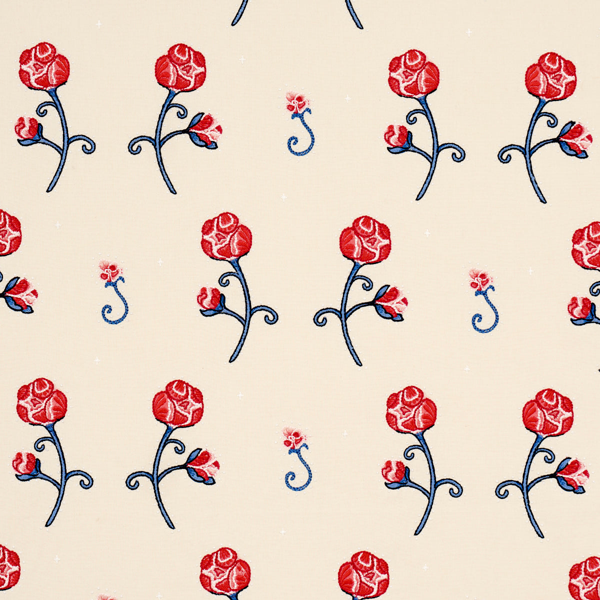 Rhinestone Cowboy Embroidery fabric in poppy color - pattern number 84550 - by Schumacher in the Backdrop collection