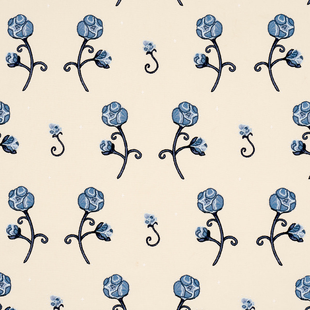 Rhinestone Cowboy Embroidery fabric in navy color - pattern number 84551 - by Schumacher in the Backdrop collection