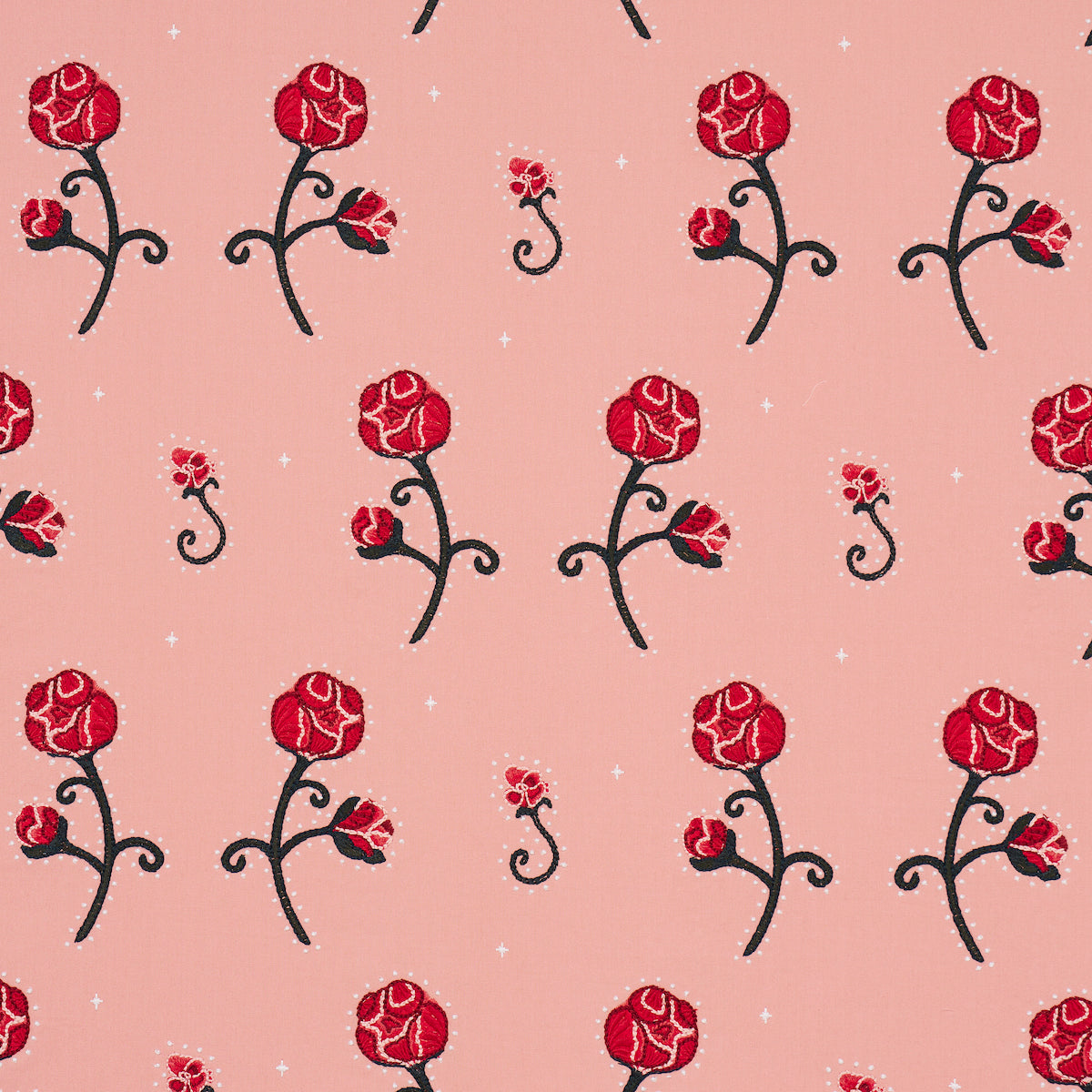 Rhinestone Cowboy Embroidery fabric in pink color - pattern number 84552 - by Schumacher in the Backdrop collection