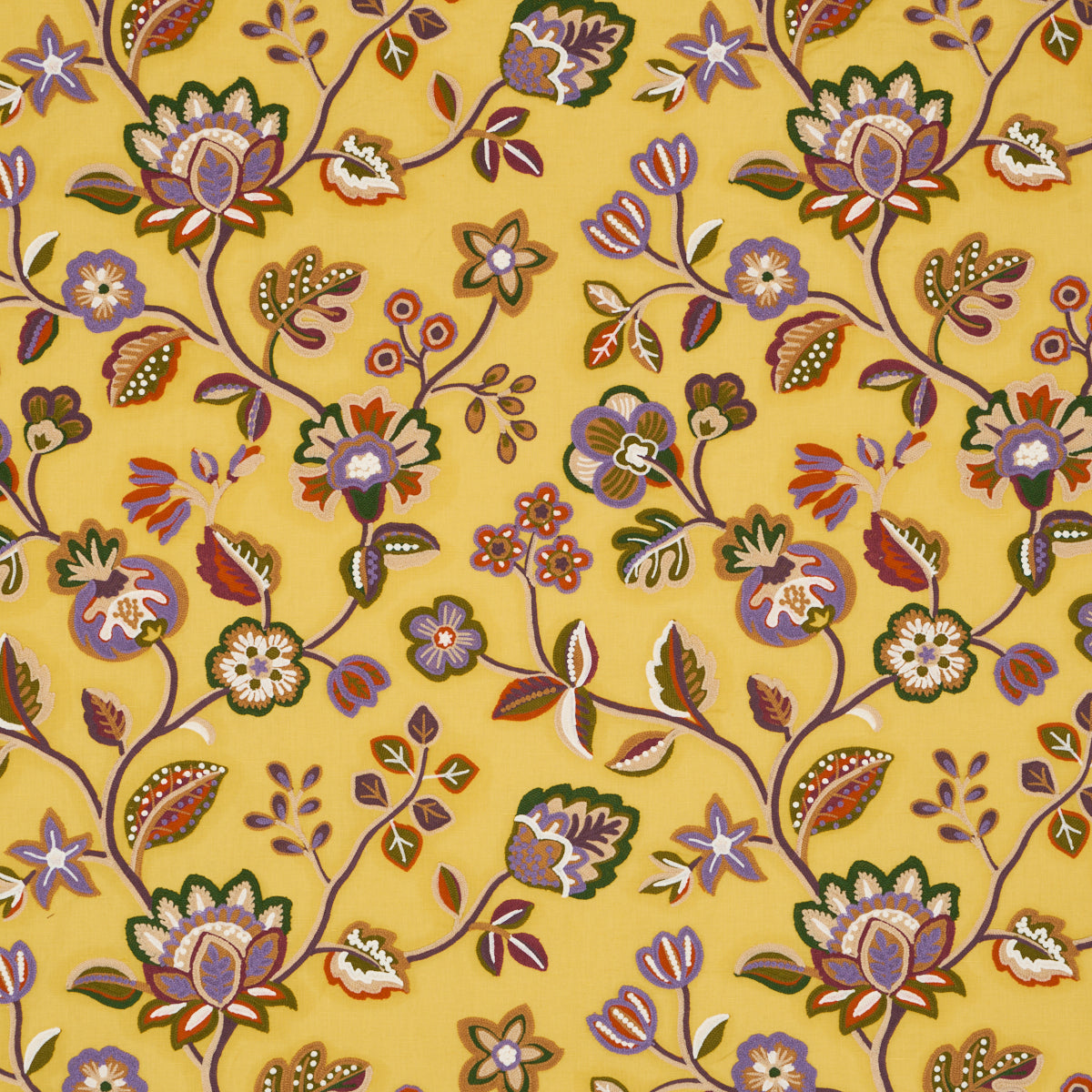 Loulou Embroidery fabric in marigold color - pattern number 84751 - by Schumacher in the Ashbury collection