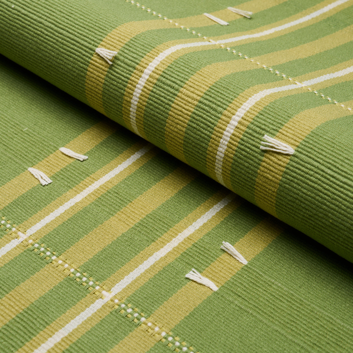 Remmy Hand Woven Stripe fabric in leaf color - pattern number 84781 - by Schumacher in the Ashbury collection