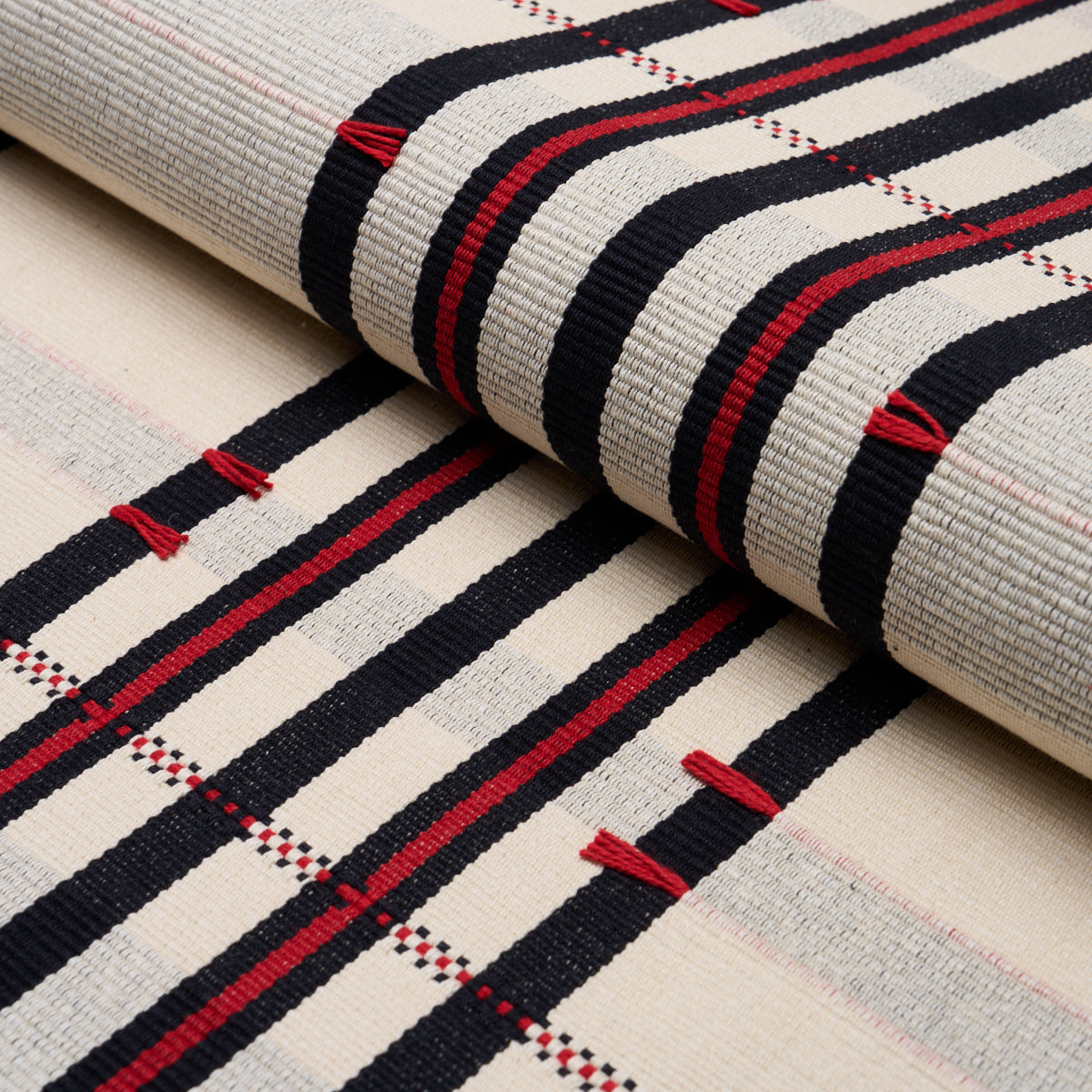 Remmy Hand Woven Stripe fabric in noir color - pattern number 84782 - by Schumacher in the Ashbury collection