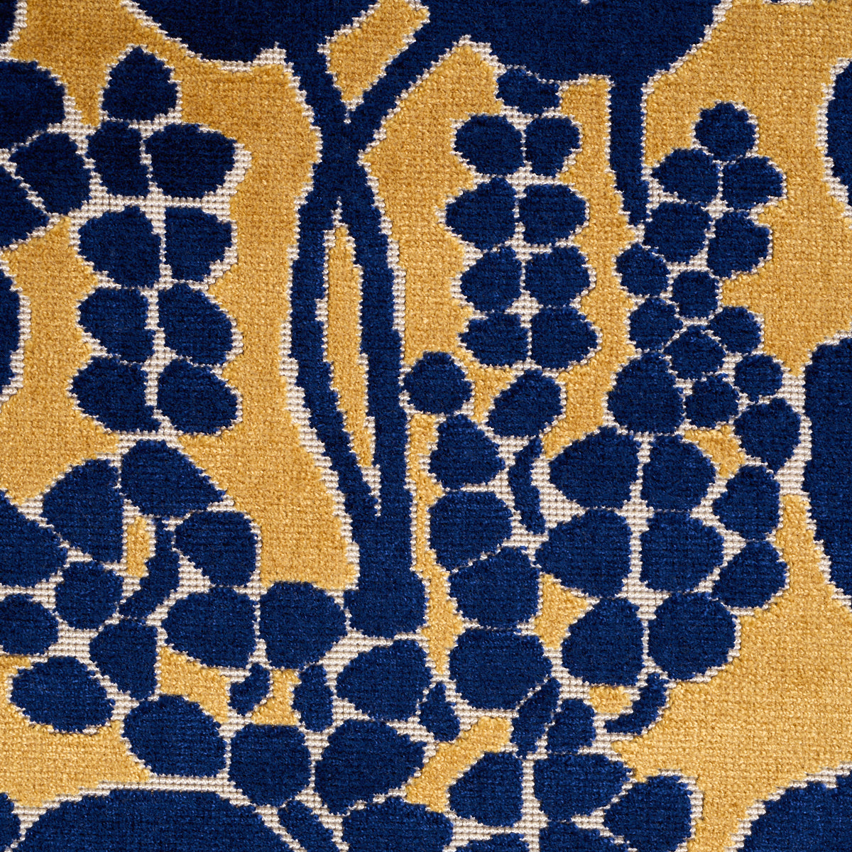 Emelie Velvet fabric in sapphire & gold color - pattern number 84791 - by Schumacher in the Cut & Patterned Velvets collection
