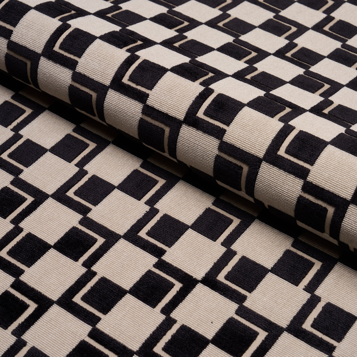 Edison Velvet fabric in noir color - pattern number 84802 - by Schumacher in the Cut & Patterned Velvets collection