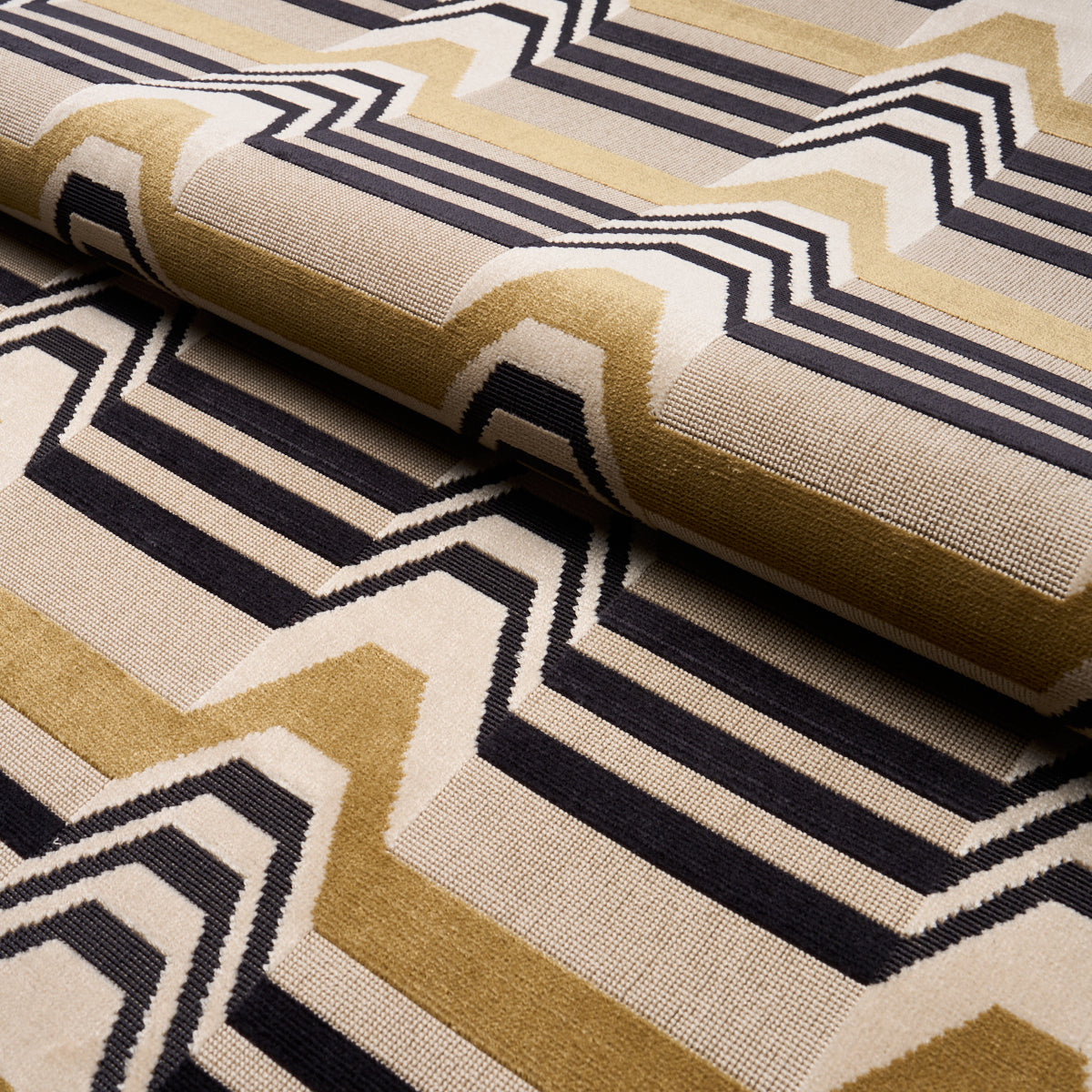 Aldo Velvet fabric in mocha & noir color - pattern number 84812 - by Schumacher in the Cut & Patterned Velvets collection