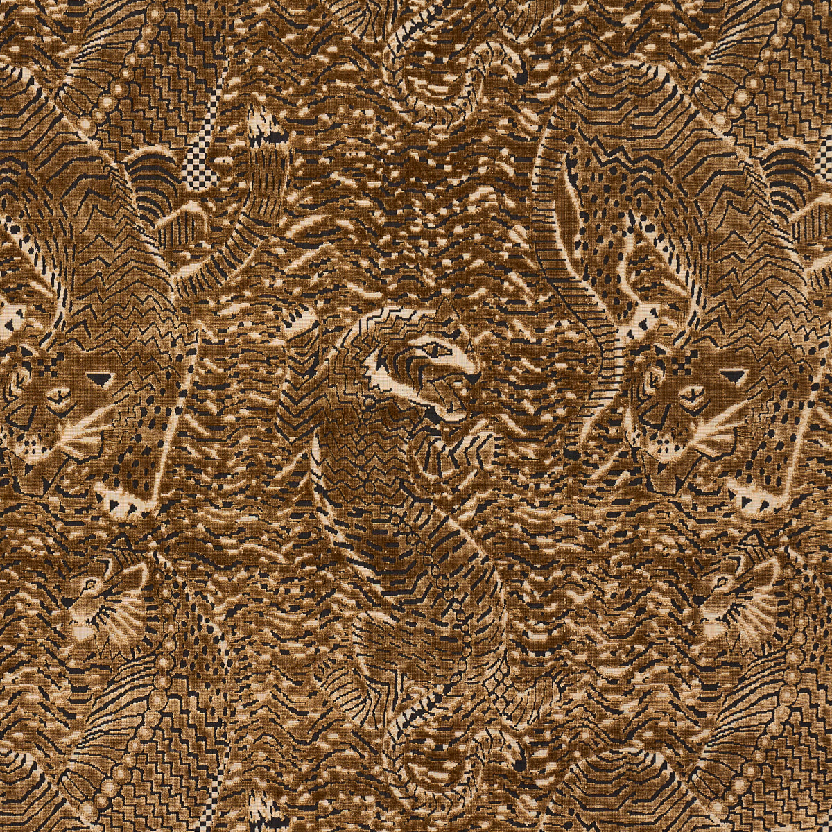 Tigress Velvet fabric in gold color - pattern number 84830 - by Schumacher in the Cut & Patterned Velvets collection