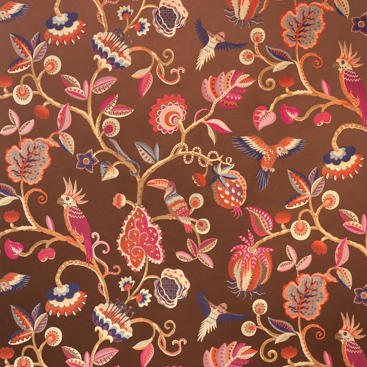 Birds Of Paradise Woven fabric in chestnut color - pattern number 85111 - by Schumacher in the Statement Wovens collection