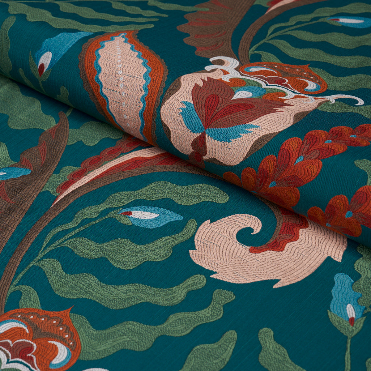 Jaipur Fantaisie fabric in turquoise color - pattern number 85490 - by Schumacher in the Laura Gonzalez collection