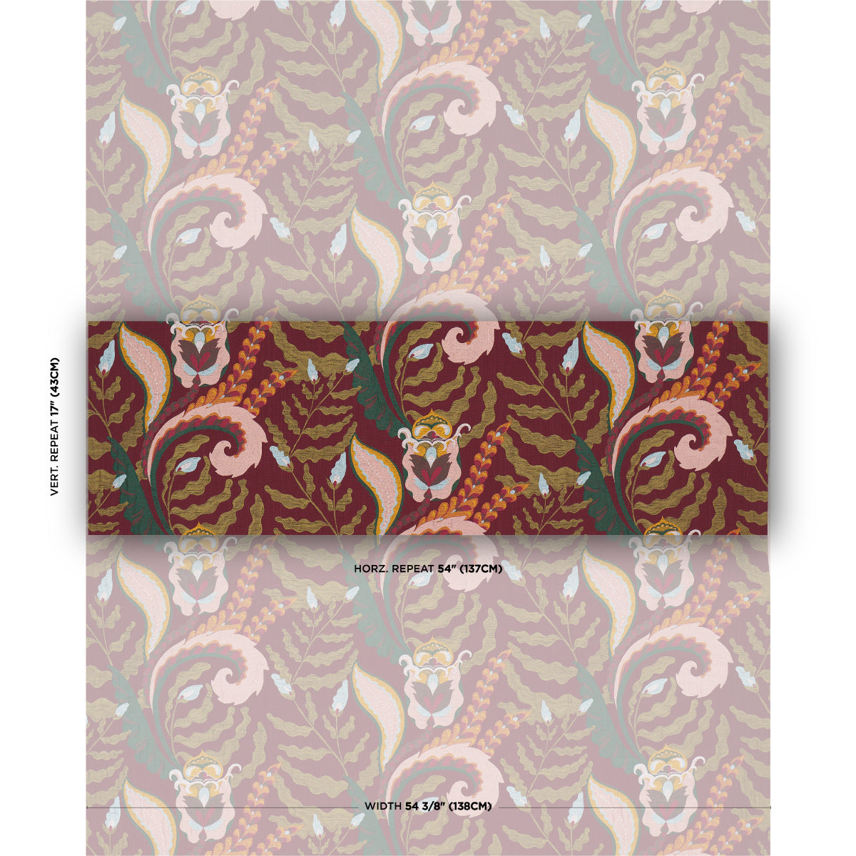 Jaipur Fantaisie fabric in aubergine color - pattern number 85492 - by Schumacher in the Laura Gonzalez collection