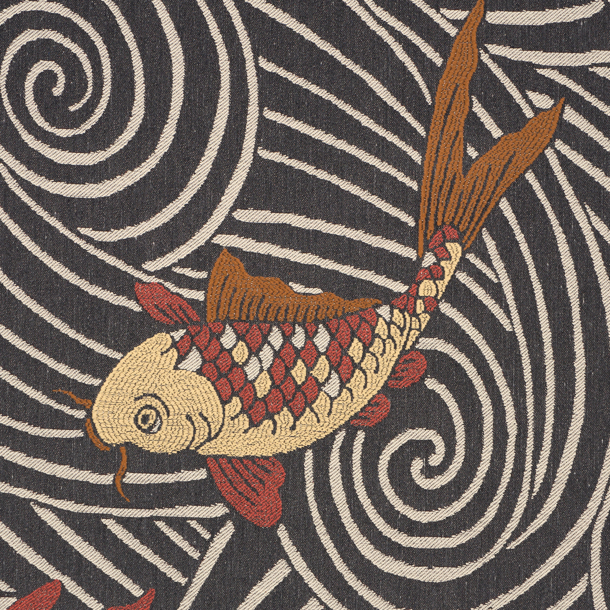 Koi Fish fabric in midnight color - pattern number 85590 - by Schumacher in the Rhythm In Motion collection