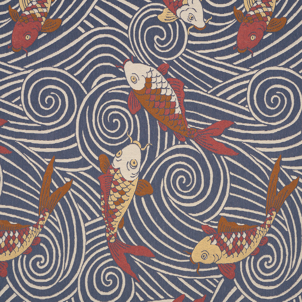 Koi Fish fabric in indigo color - pattern number 85591 - by Schumacher in the Rhythm In Motion collection