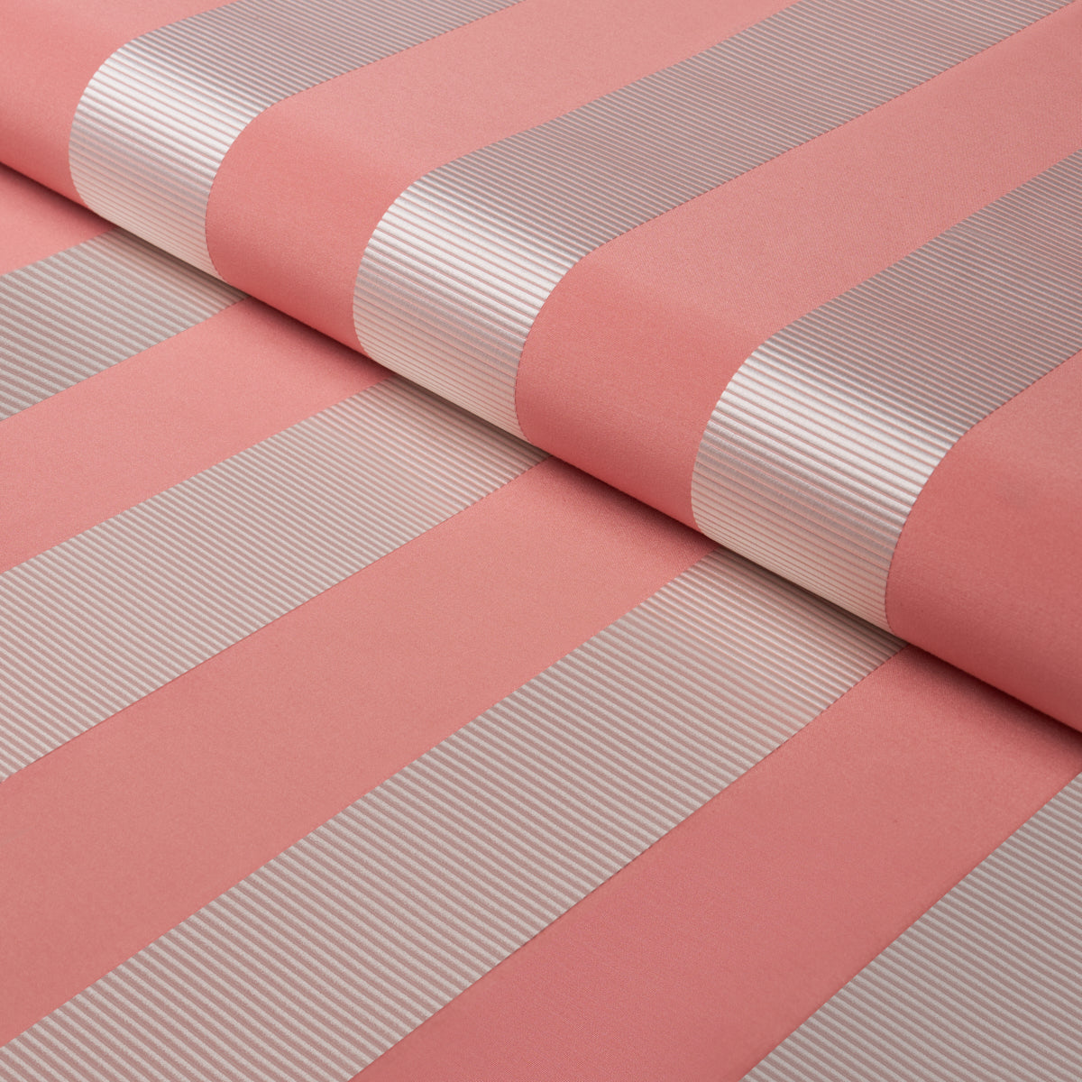 Madison Wide Stripe fabric in pink color - pattern number 85774 - by Schumacher in the Mark D. Sikes collection