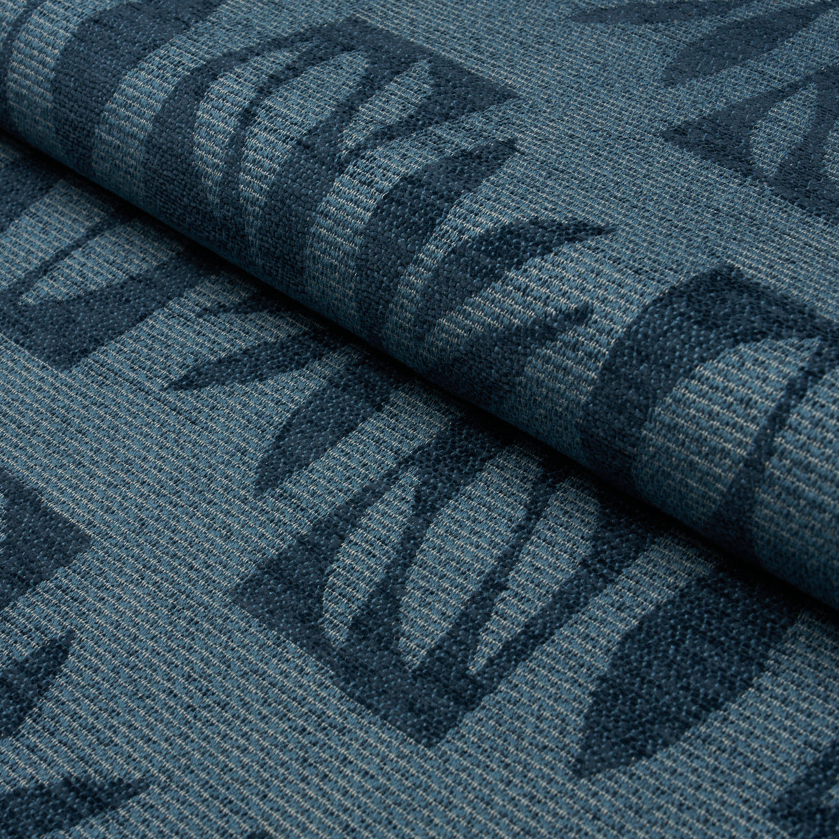 Banana Leaf Cut Out fabric in blue color - pattern number 85880 - by Schumacher in the Caroline Z Hurley collection