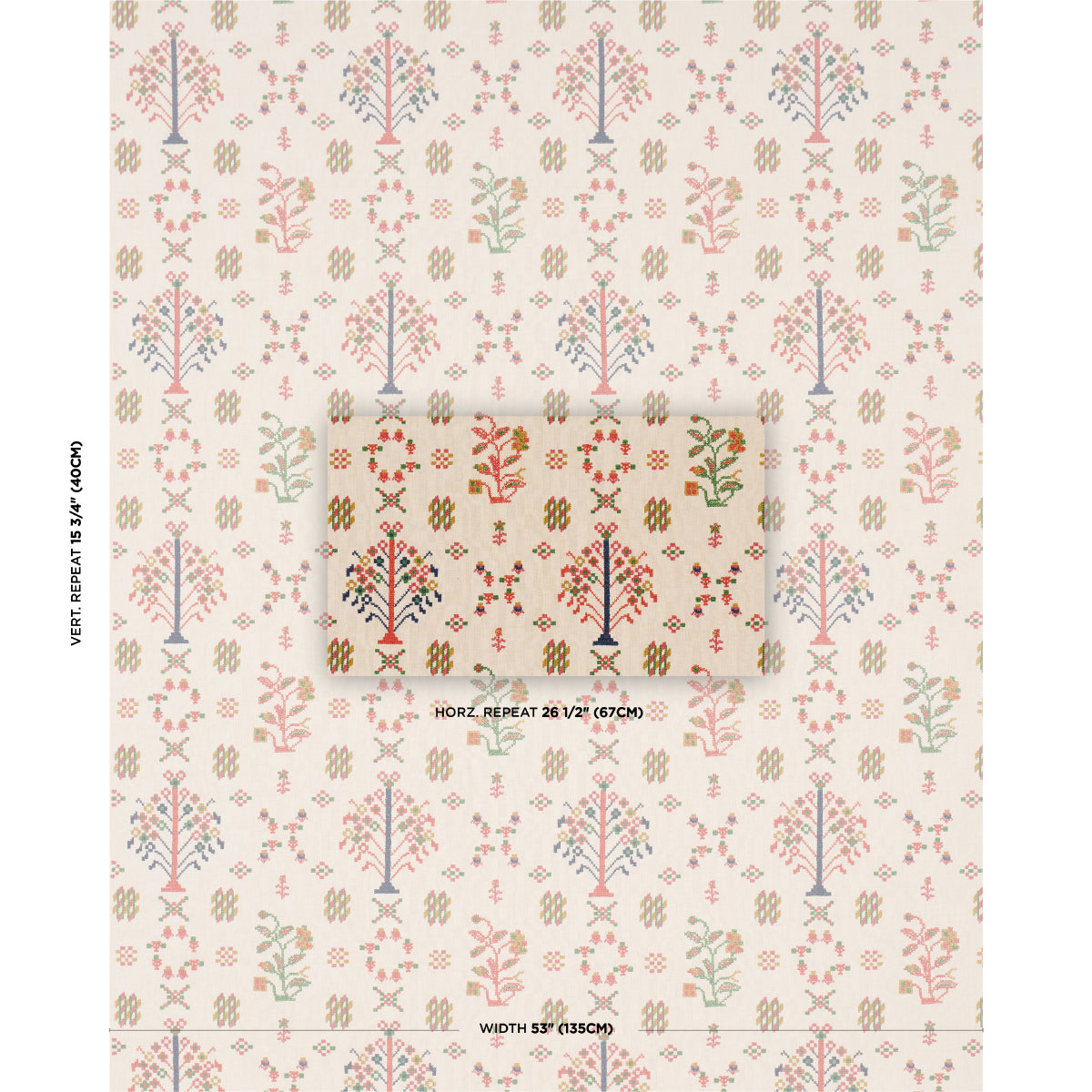Fairview Cross Stitch Embroidery fabric in multi color - pattern number 85980 - by Schumacher in the Prairie collection