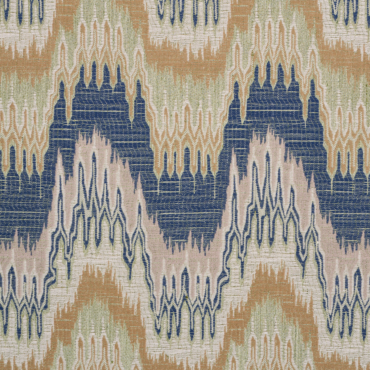 Elio Flamestitch fabric in indigo color - pattern number 86131 - by Schumacher in the Acquerello collection