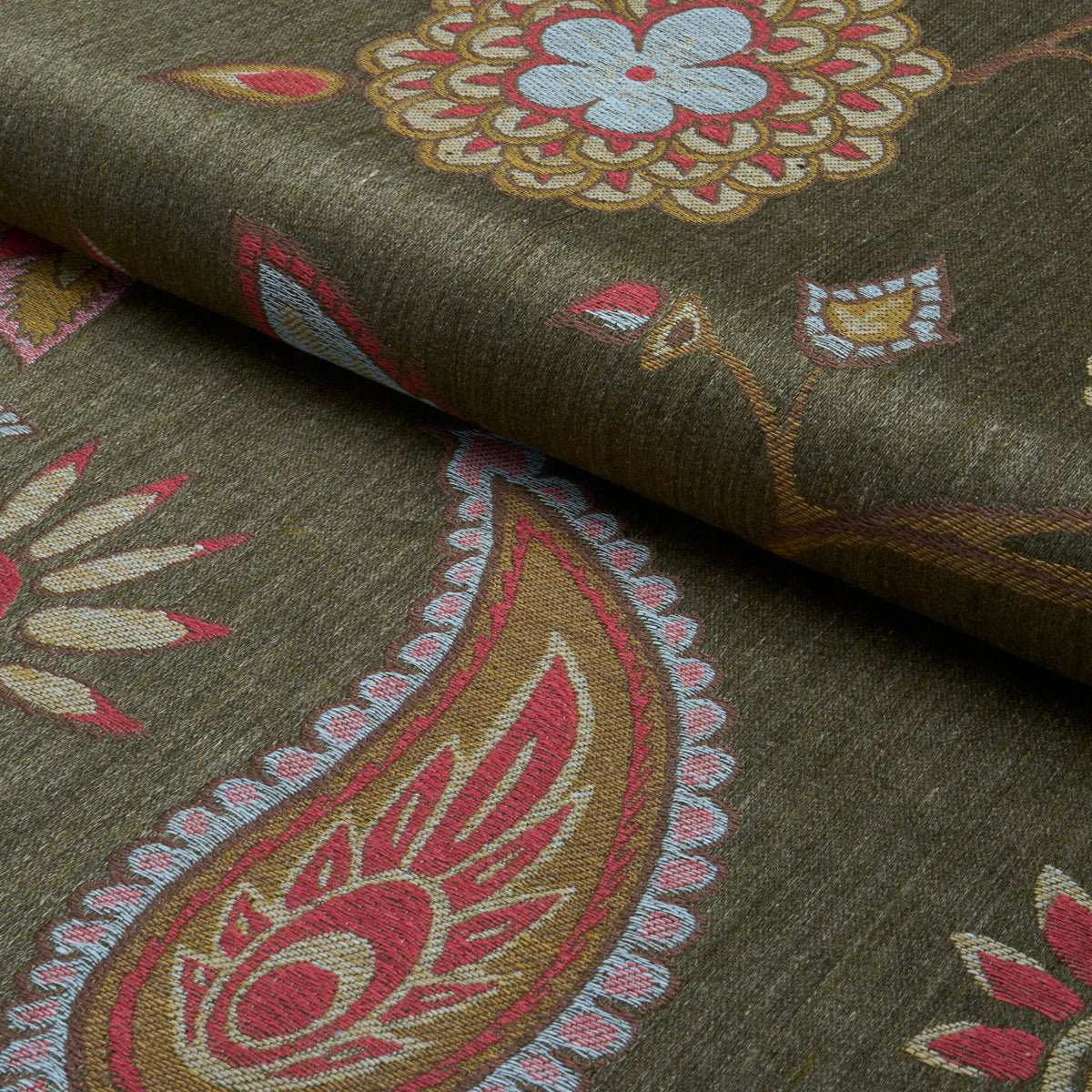Fiammetta Jacquard fabric in verde color - pattern number 86152 - by Schumacher in the Acquerello collection