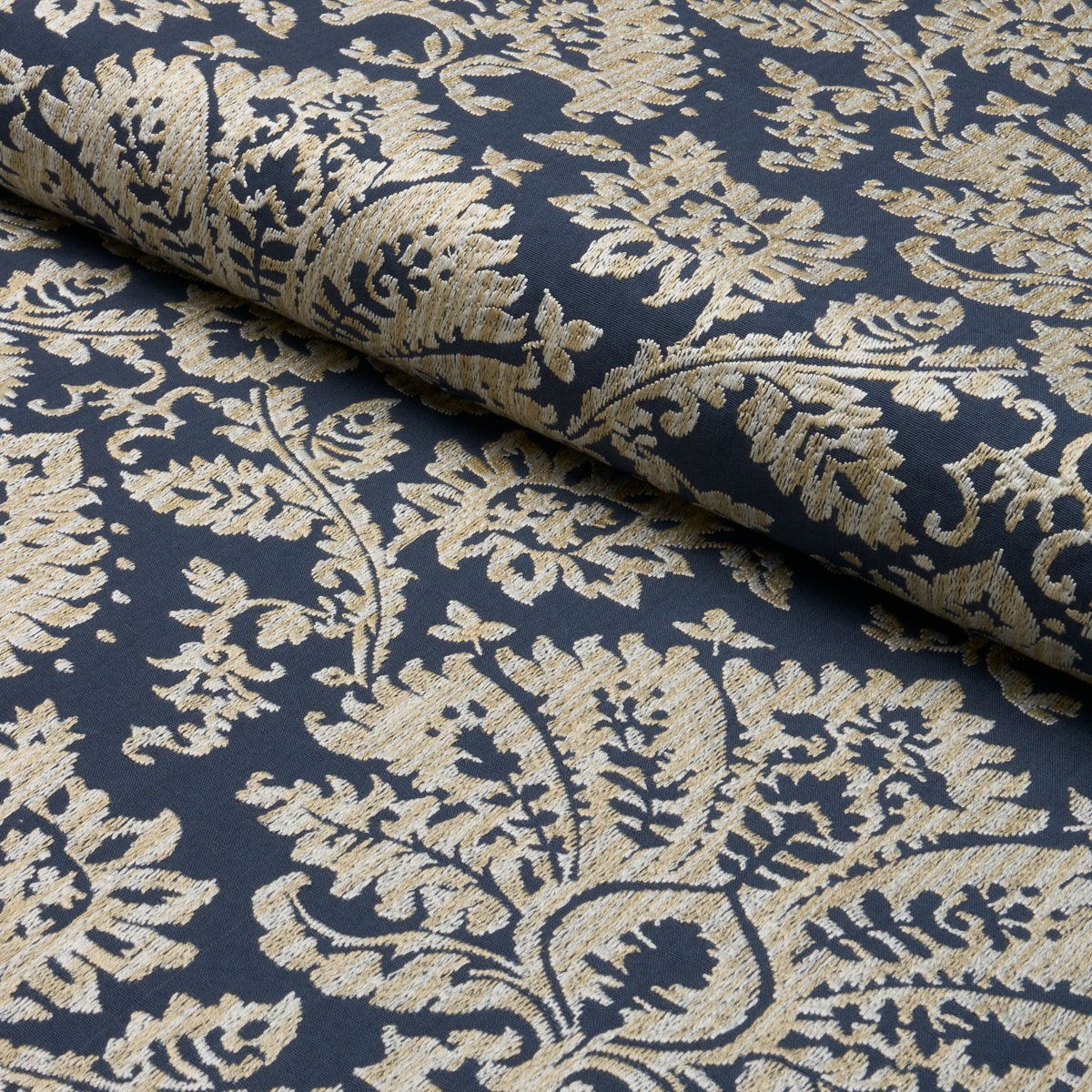 Gianna Embroidery fabric in indigo color - pattern number 86161 - by Schumacher in the Acquerello collection