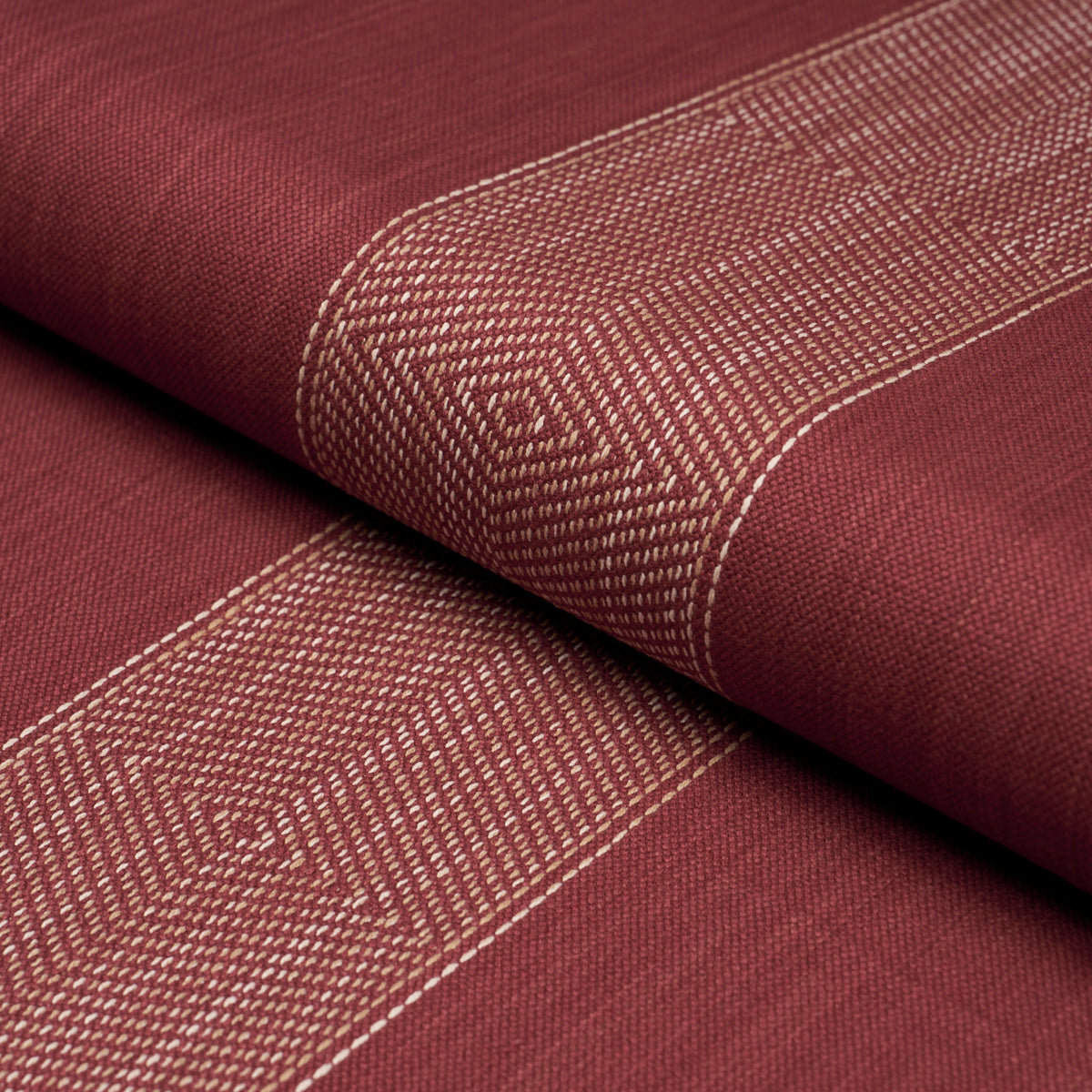Universal Stripe fabric in ruby color - pattern number 86230 - by Schumacher in the True Stripes collection