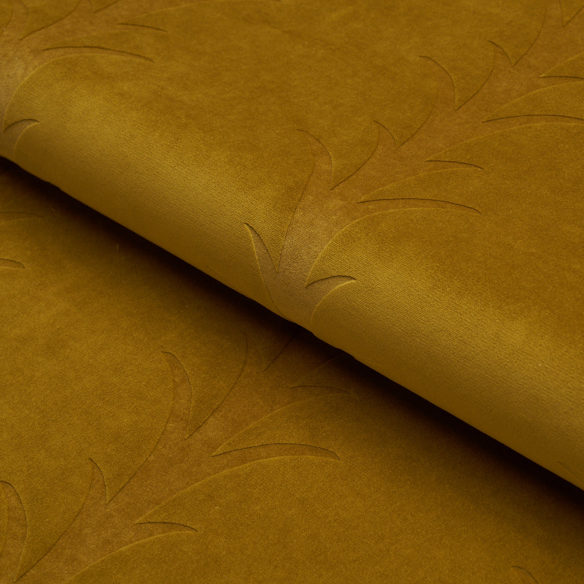 Acanthus Stripe Velvet fabric in olive color - pattern number 86451 - by Schumacher in the Atelier Paris collection