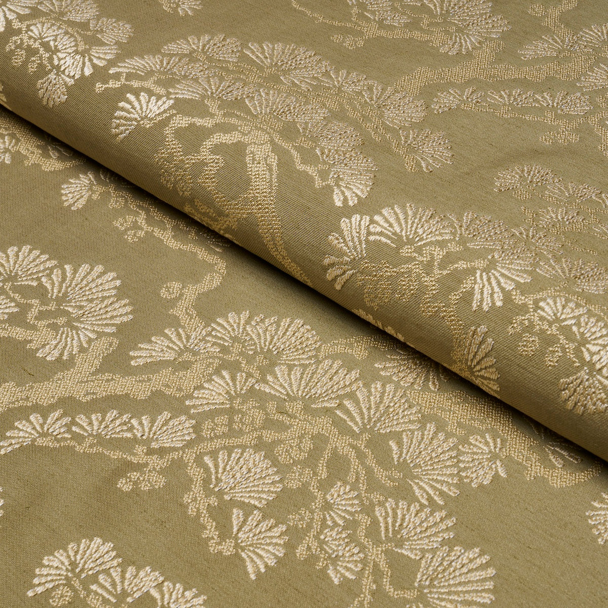Hinata fabric in olive color - pattern number 86531 - by Schumacher in the Japonisme collection
