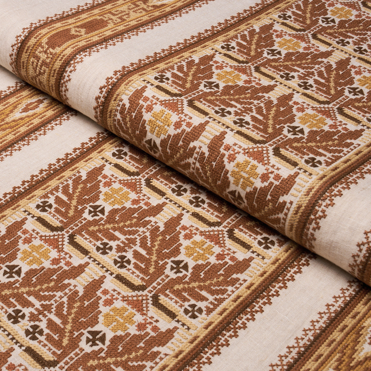 Ayla Embroidery fabric in spice color - pattern number 86552 - by Schumacher in the Exquisite Embroideries collection